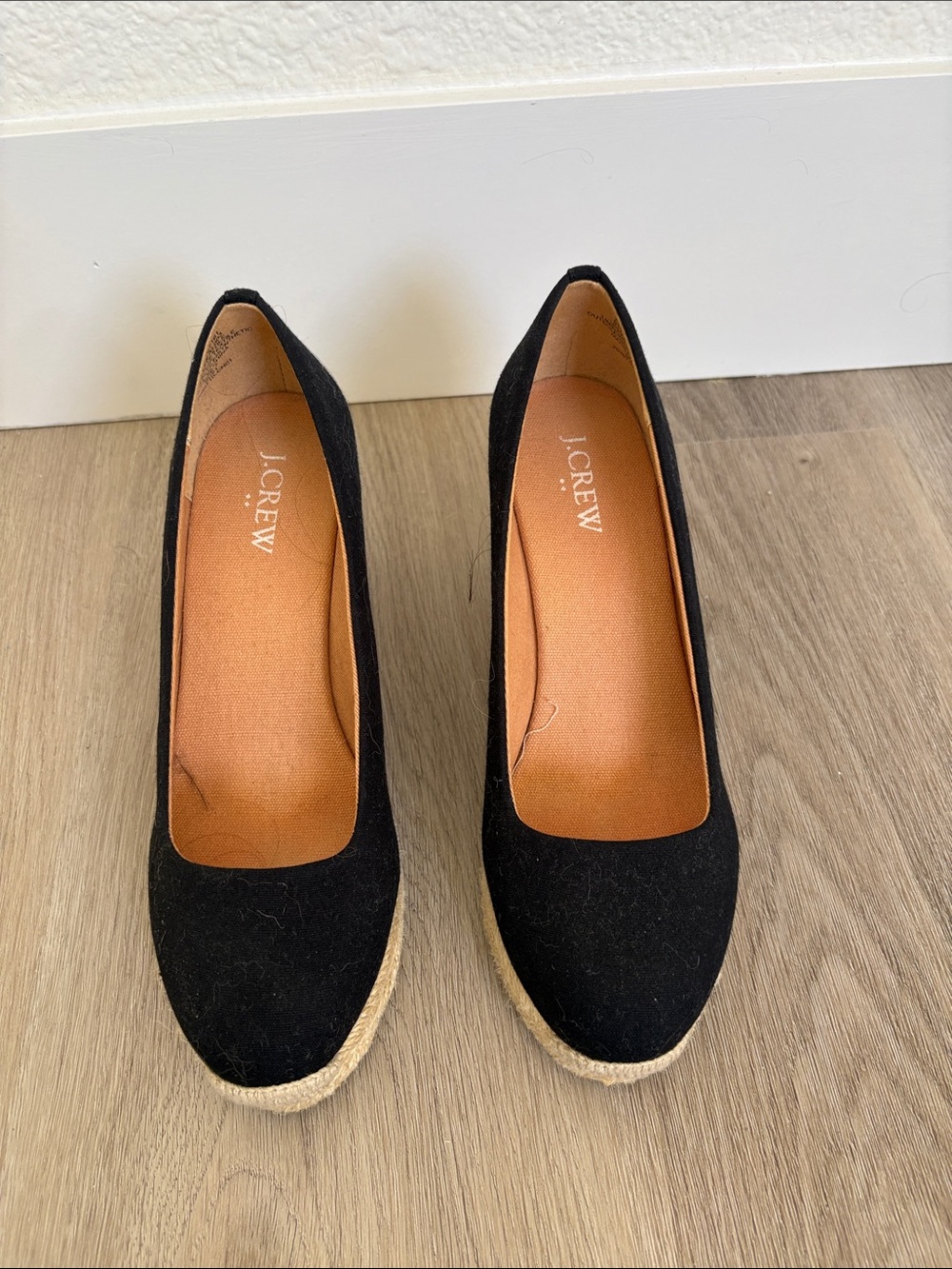 J. Crew Black Espadrille Wedge Pumps